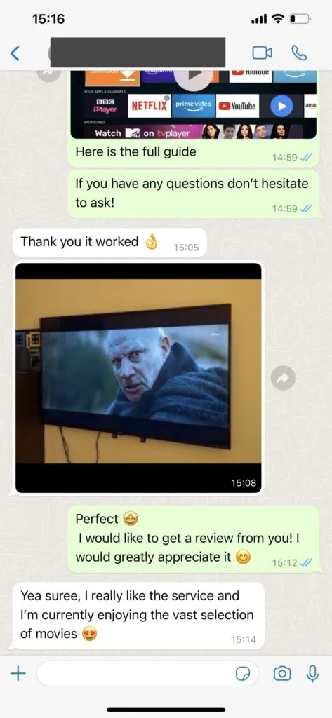 Echter WhatsApp Chat Support für schnelle IPTV Aktivierung