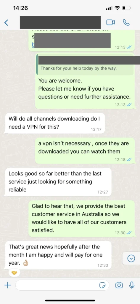 Sofortige Freischaltung des IPTV Abonnements per WhatsApp